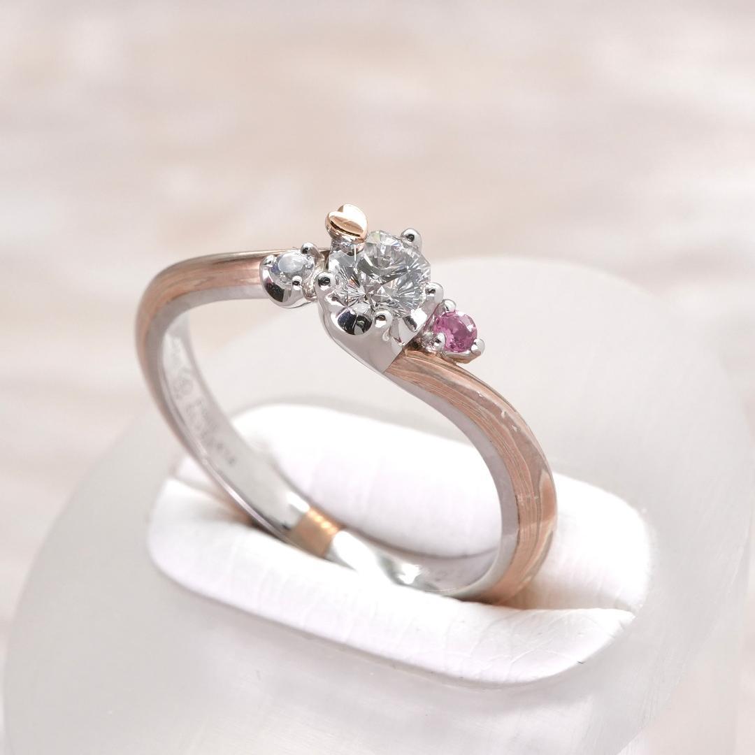 ★杢目金屋★ 婚約指輪 さくらダイヤモンド 桜心 コンビ 定価55万