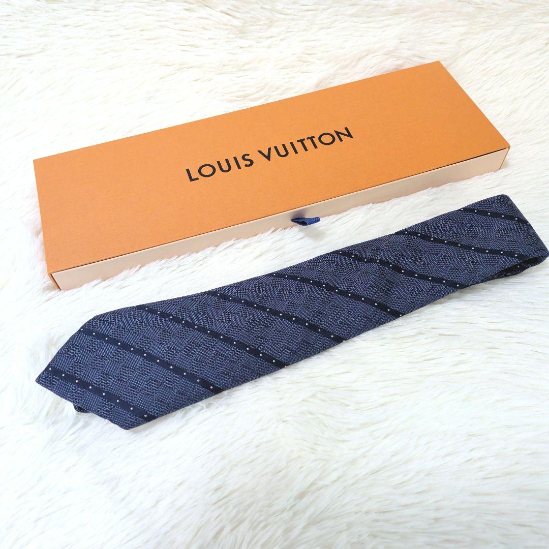 箱付き極美品✨️　VUITTON　ヴィトン　ネクタイ　ダミエ　ネイビー