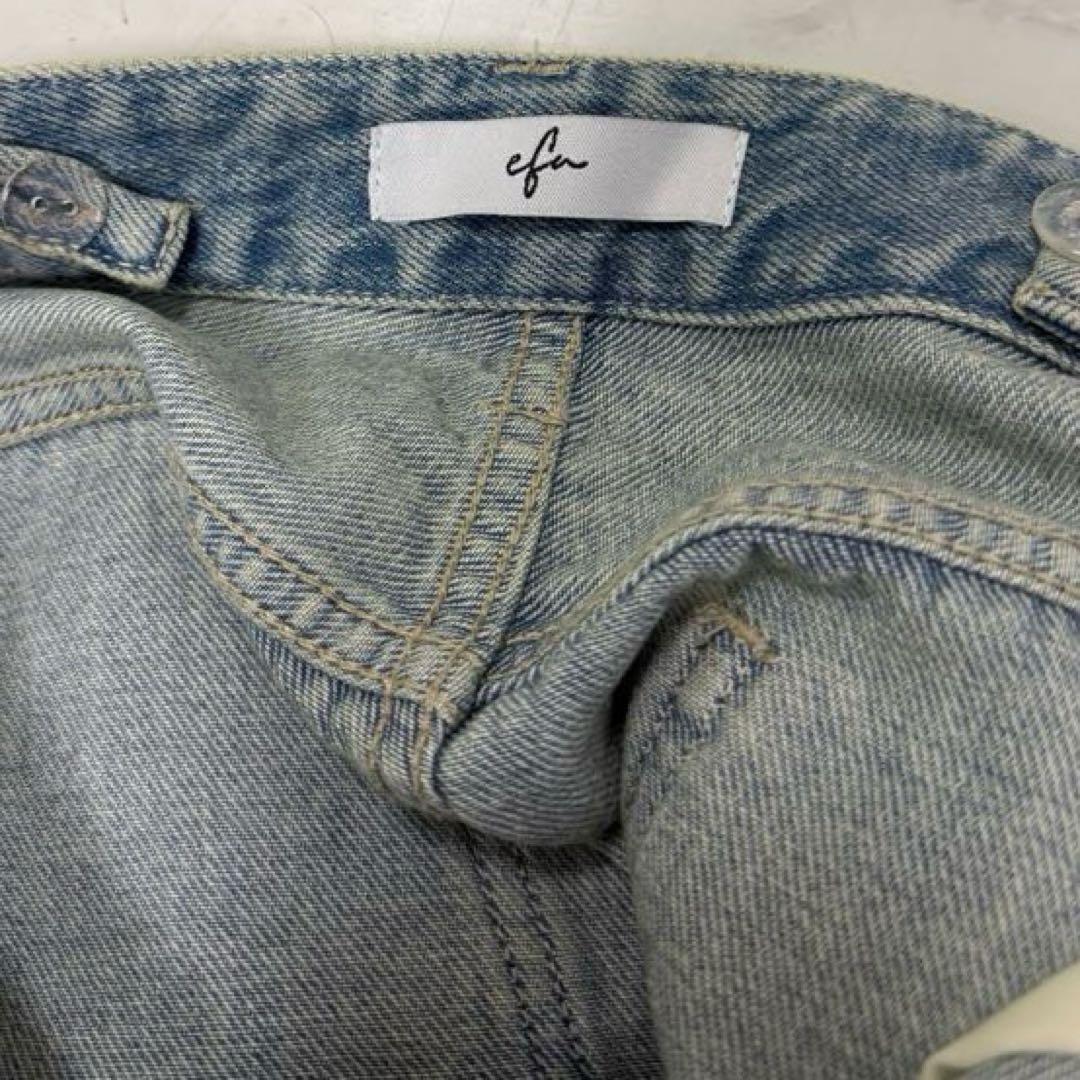 efu サスペンダー　ルーズストレートデニム　ブルー　S