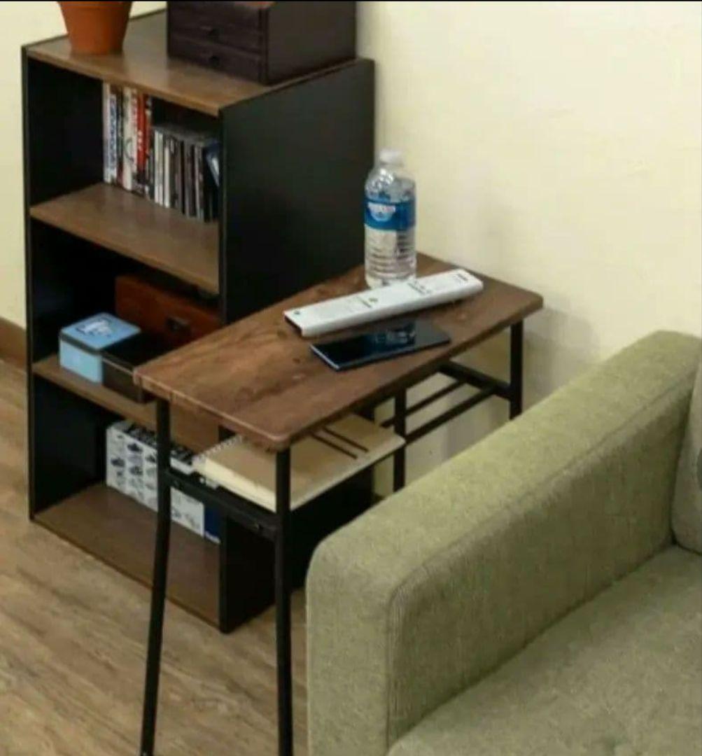 サイドテーブル棚付　 アンティークブラウン