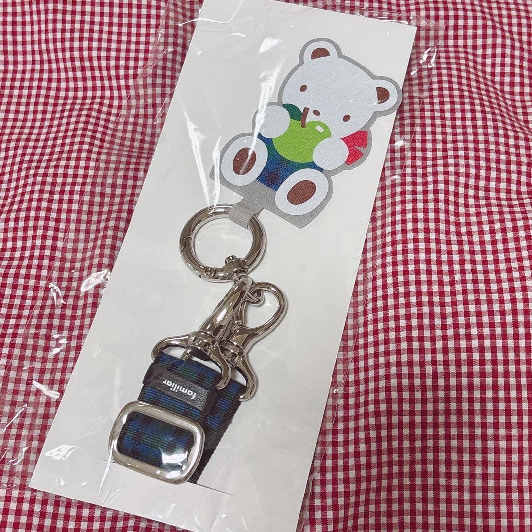 【新品.タグ付き.未使用】☆ファミリア☆ショルダーストラップ☆青チェック☆