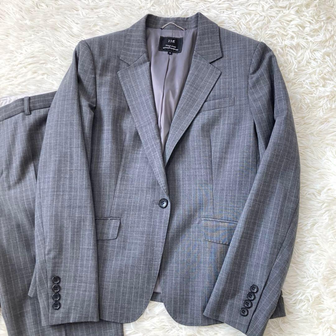 23区　スーツ　テーラードジャケット　パンツ　ストライプ　大きいサイズ　40
