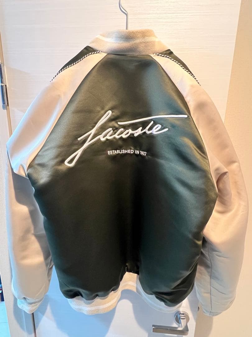 ラコステ　リバーシブルMA-1ジャケット　モスグリーン Lサイズ スタジャン