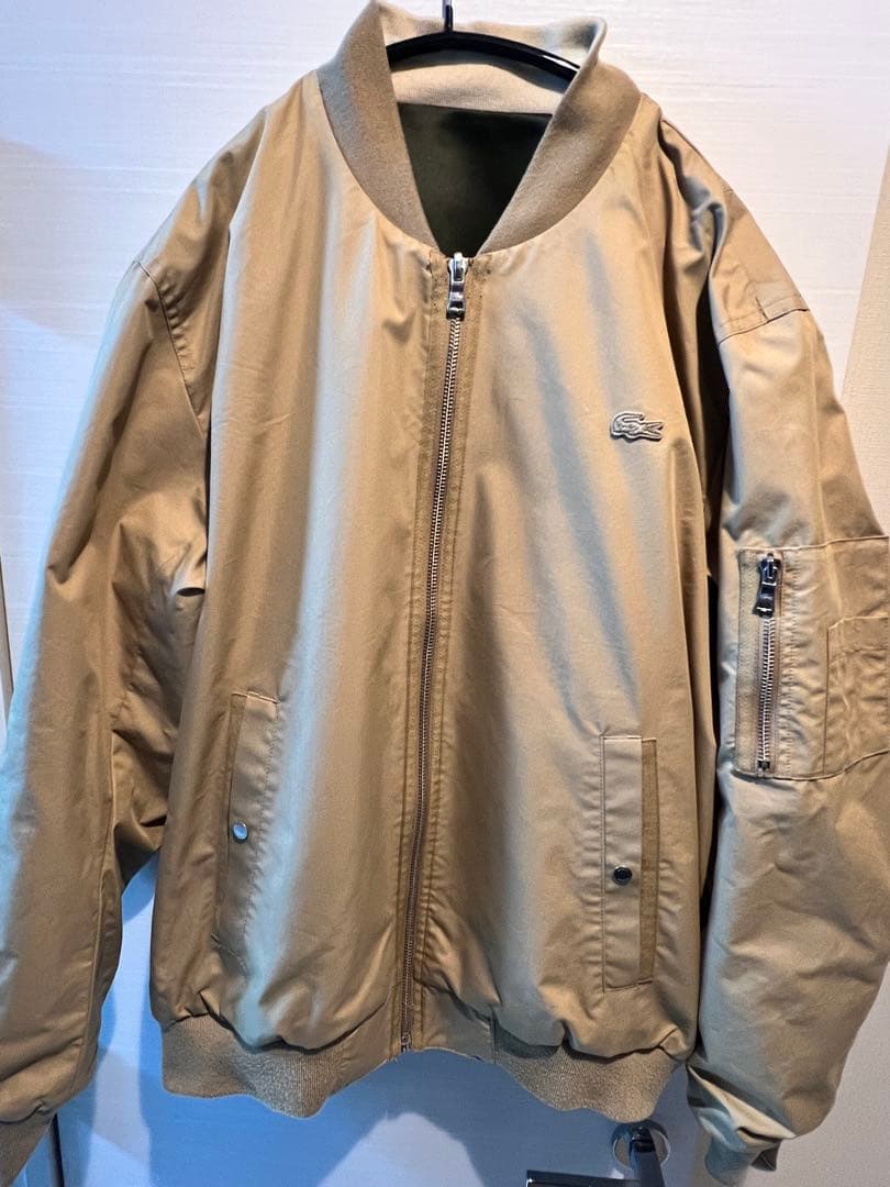 ラコステ　リバーシブルMA-1ジャケット　モスグリーン Lサイズ スタジャン