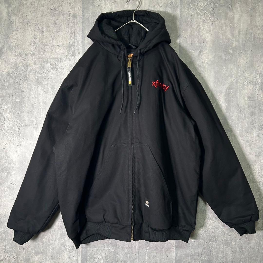 激渋 ダック アクティブ ジャケット パーカー 黒 刺繍 USA企業 ロゴ 美品