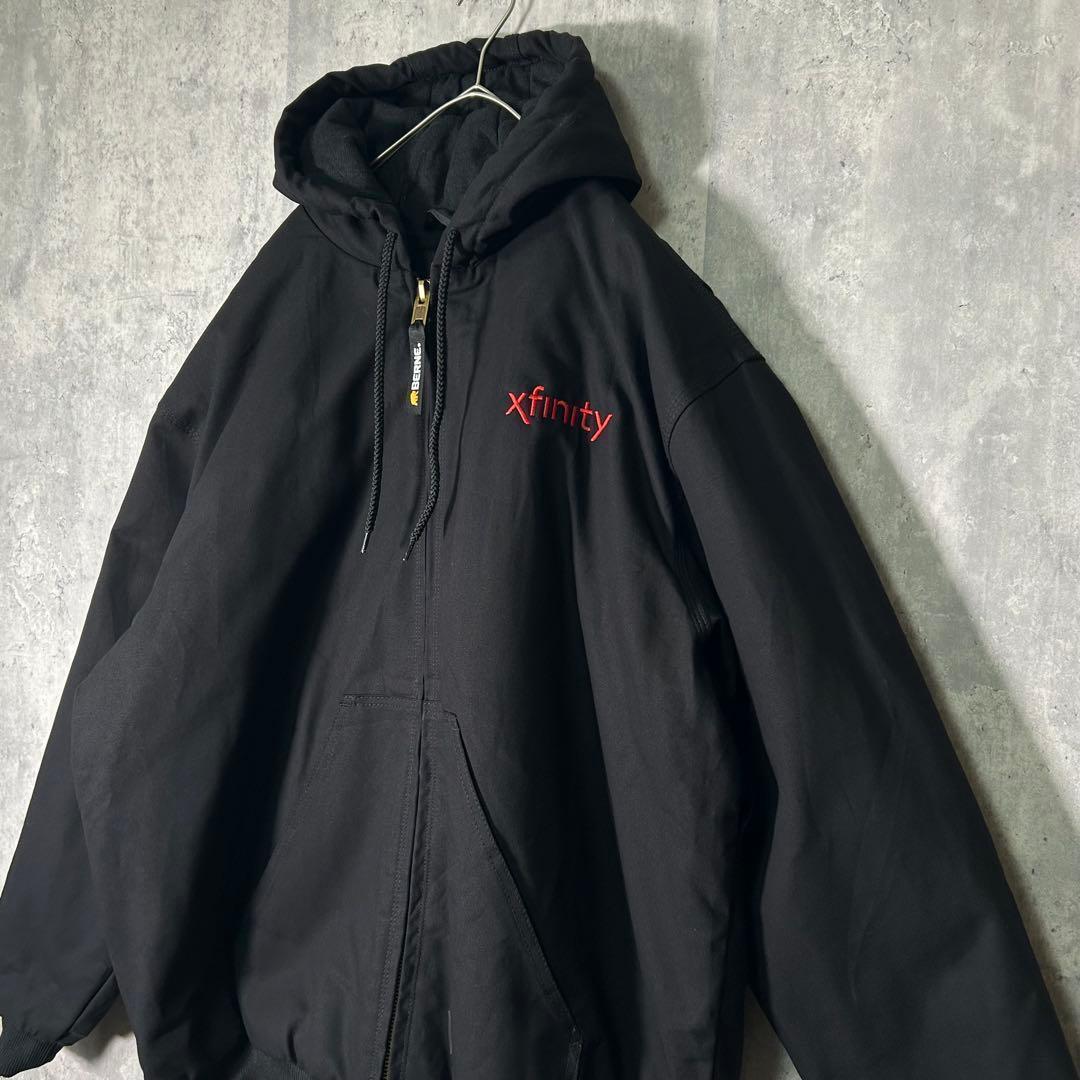 激渋 ダック アクティブ ジャケット パーカー 黒 刺繍 USA企業 ロゴ 美品