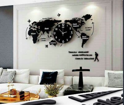 北欧式 世界地図 3D壁掛け時計 クリエイティブ個性 &amp;7\"\r   QA