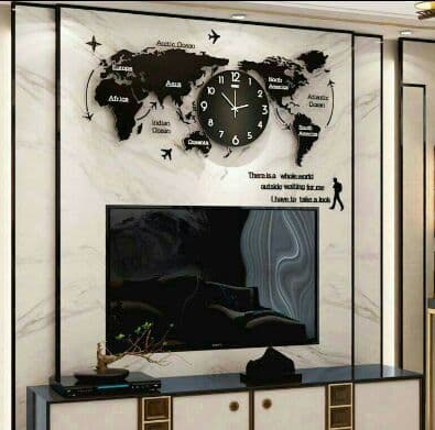 北欧式 世界地図 3D壁掛け時計 クリエイティブ個性 &amp;7\"\r   QA