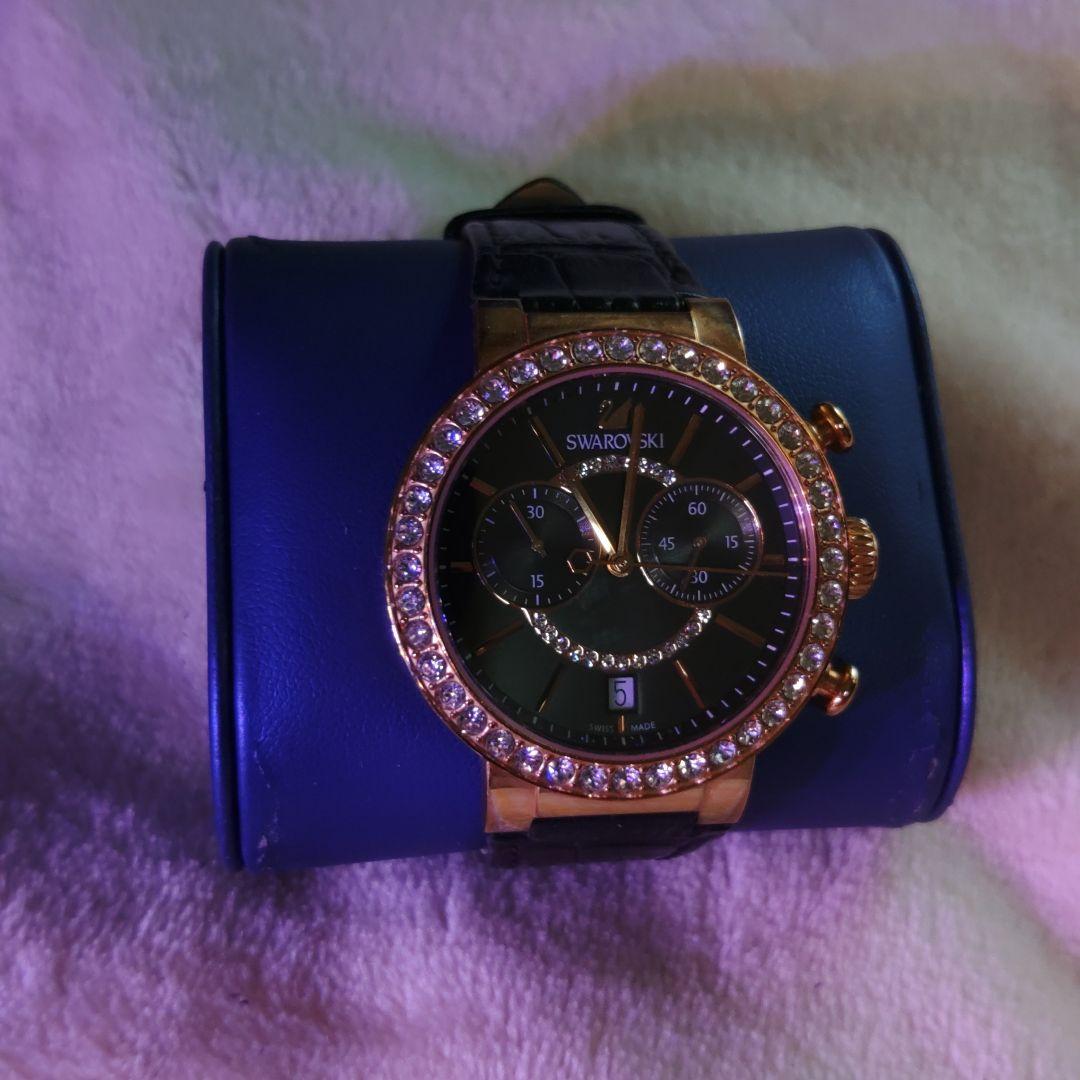 SWAROVSKI アナログ腕時計 ゴールド/ブラック