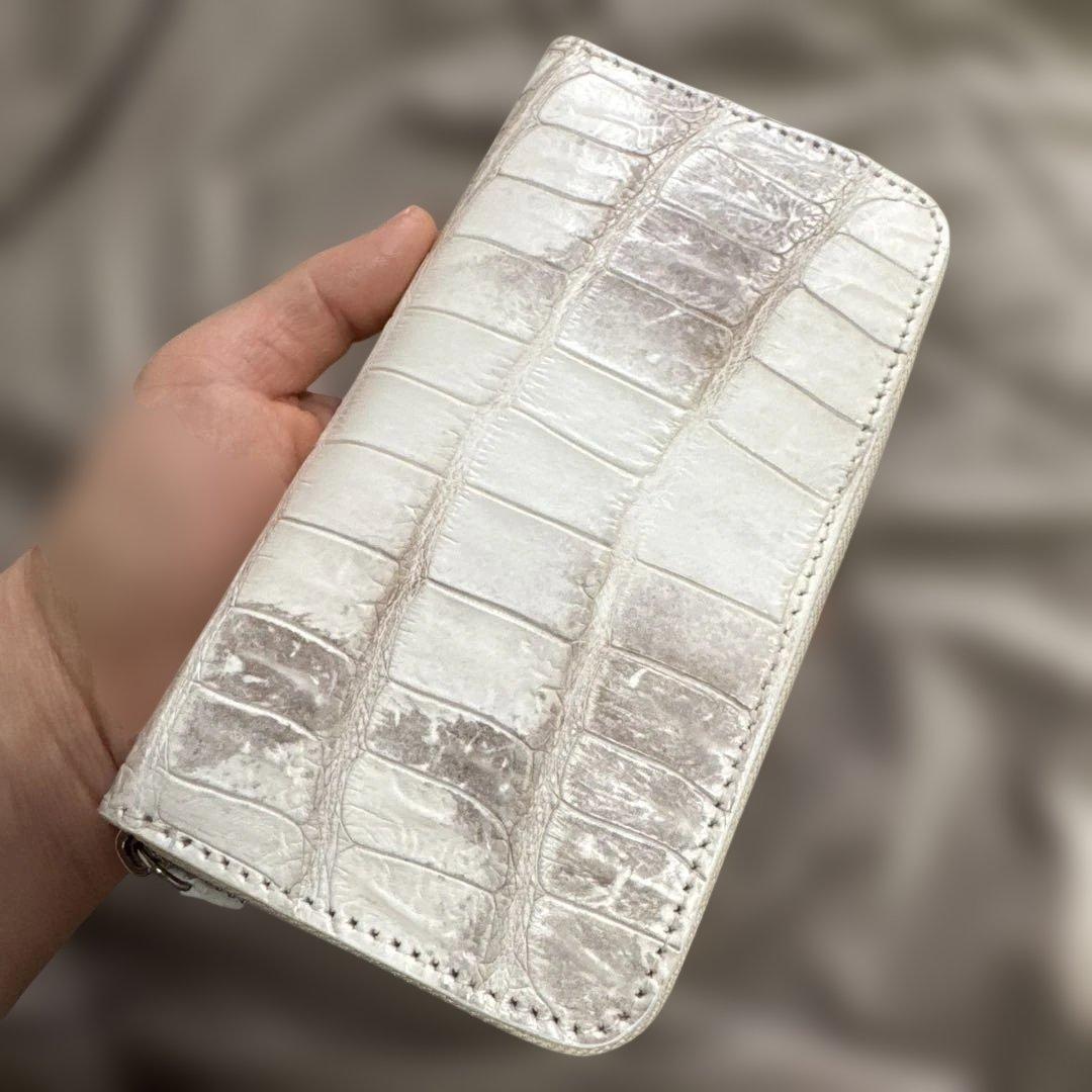 新春！最終値下げ！　ヒマラヤクロコダイル　マット　ハンドメイド　ファスナー長財布