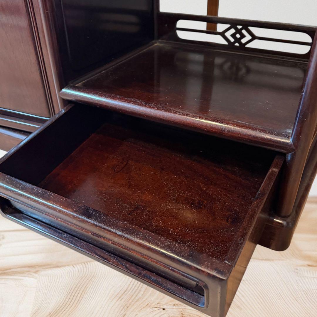 和家具 茶箪笥 茶棚 違い棚 飾り棚 木製 置物棚 引き出し 扉付き　送料込み