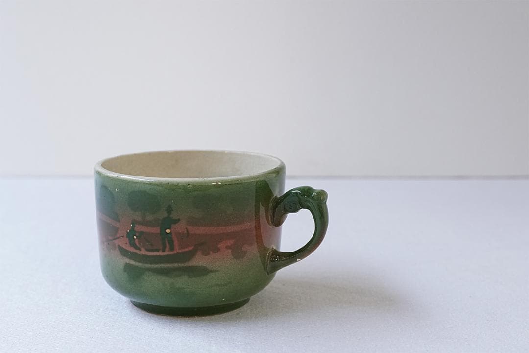 フランスアンティーク　19世紀　ショワジールロワ　カップ　グリーン