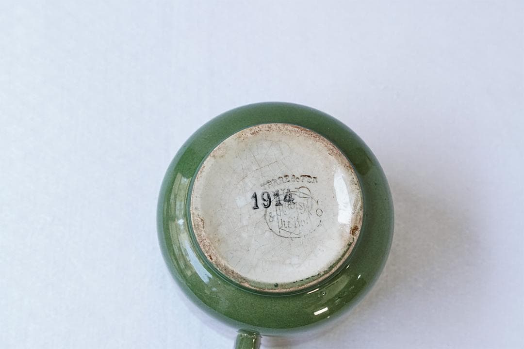 フランスアンティーク　19世紀　ショワジールロワ　カップ　グリーン