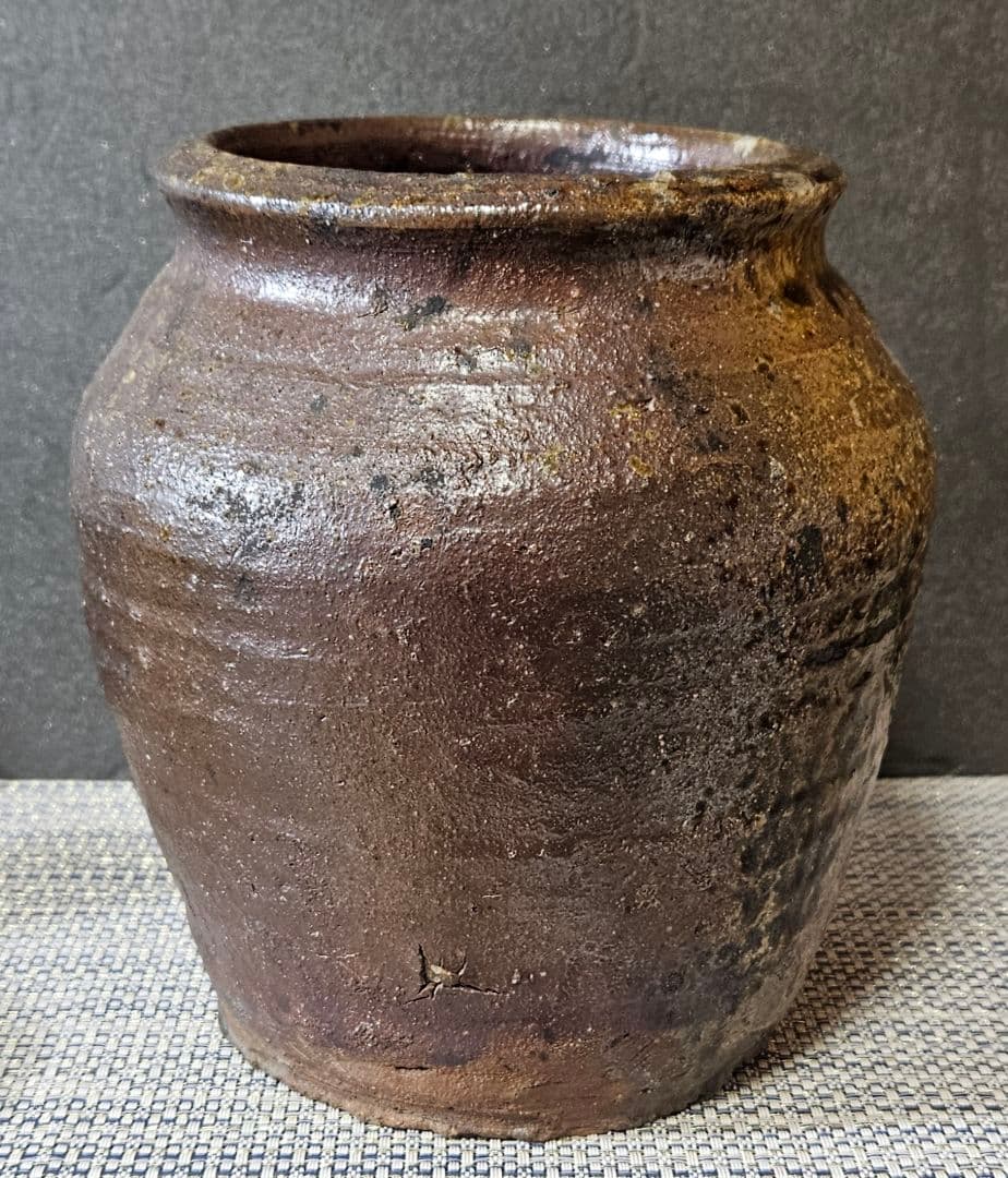 江戸時代　古丹波　自然釉　壺　種壺　花入れ　花生け　茶道具　茶室　高18.1cm