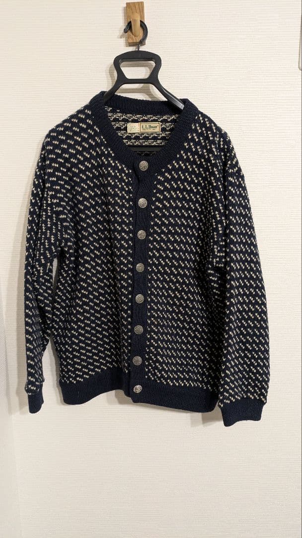 L.L.Bean バーズアイニット　カーディガン　Lサイズ　ノルウェー製