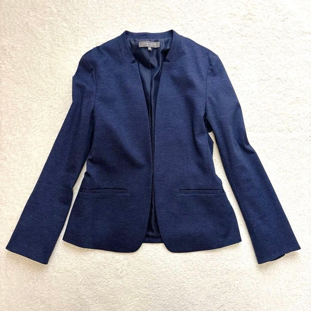 美品✨ユナイテッドアローズ　洗える ノーカラースーツ ネイビー セットアップ　M