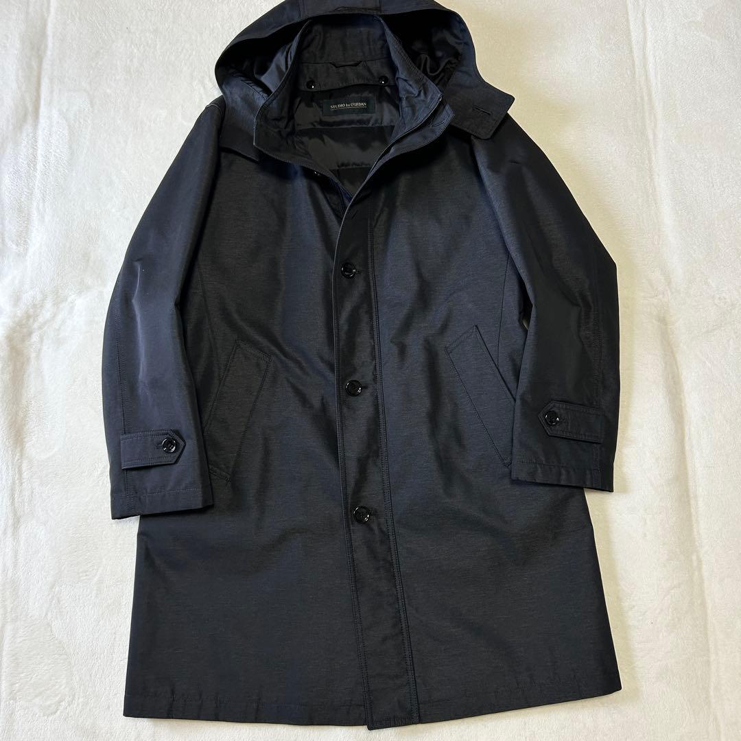 極美品 ダーバン スタンドカラー ダウンライナー ステンカラーコートLフード比翼