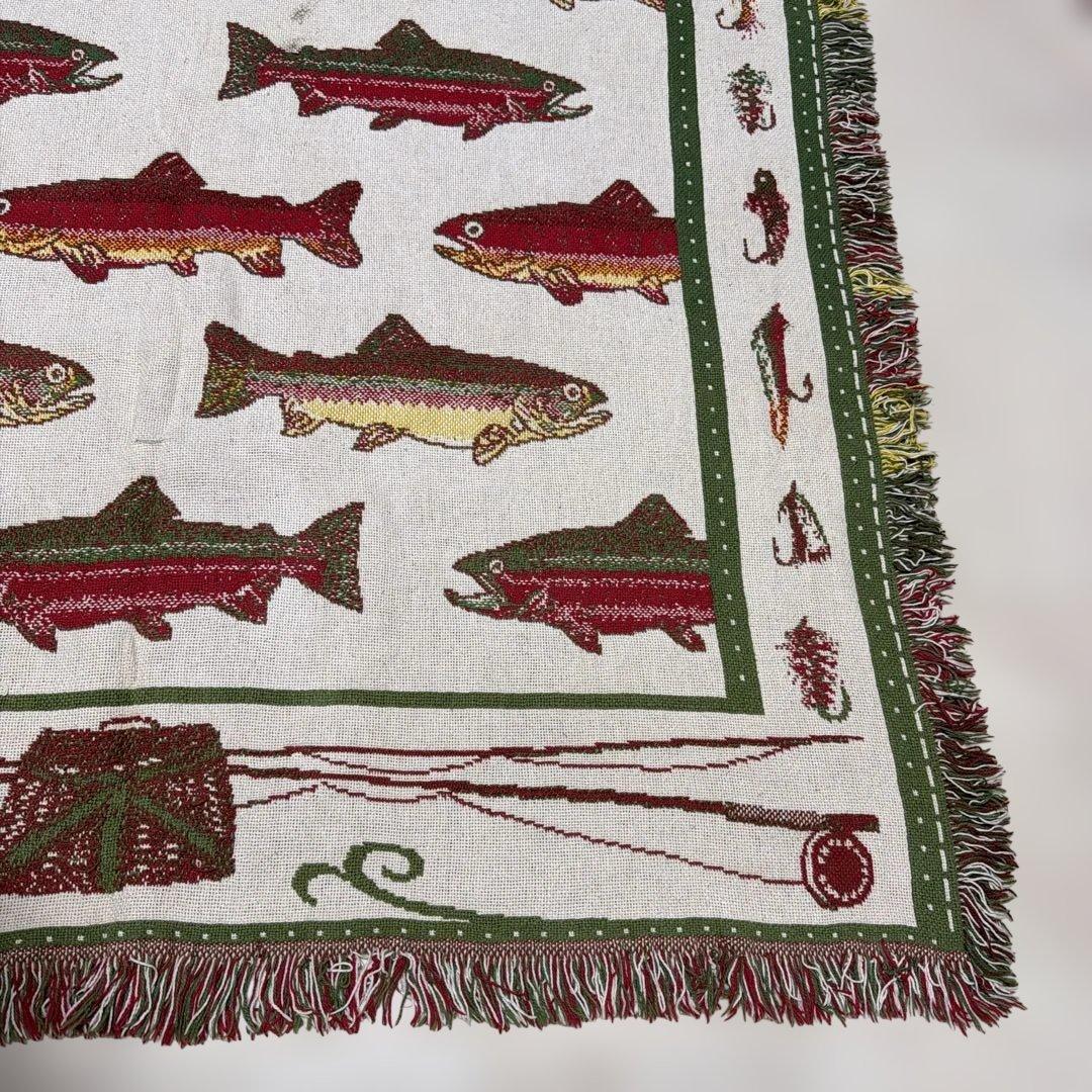 釣り　魚　マルチカバー　ソファカバー　ヴィンテージラグ　184x124