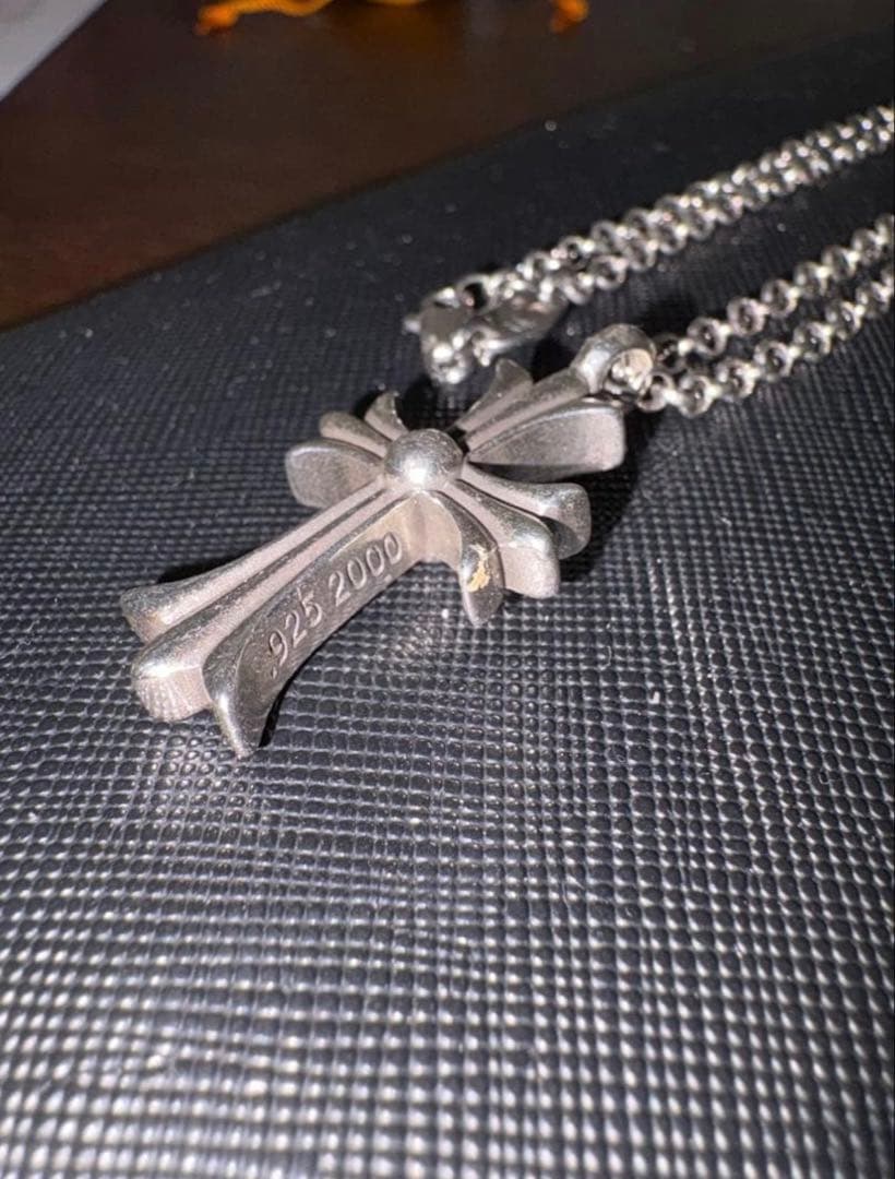 2000年刻印 S925 クロスネックレス ク〇ム似 316Lチェーン付 着画有