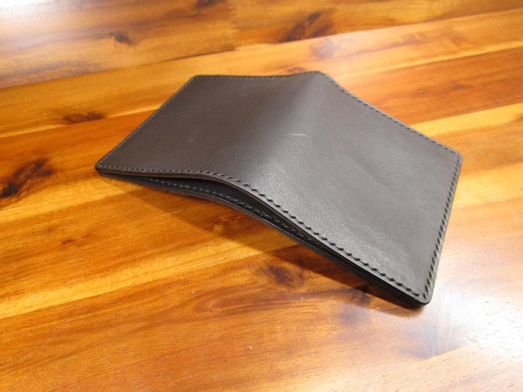 コンパクト財布 イタリアンレザー 黒 二つ折り 日本製 ミニ財布 ミニマル