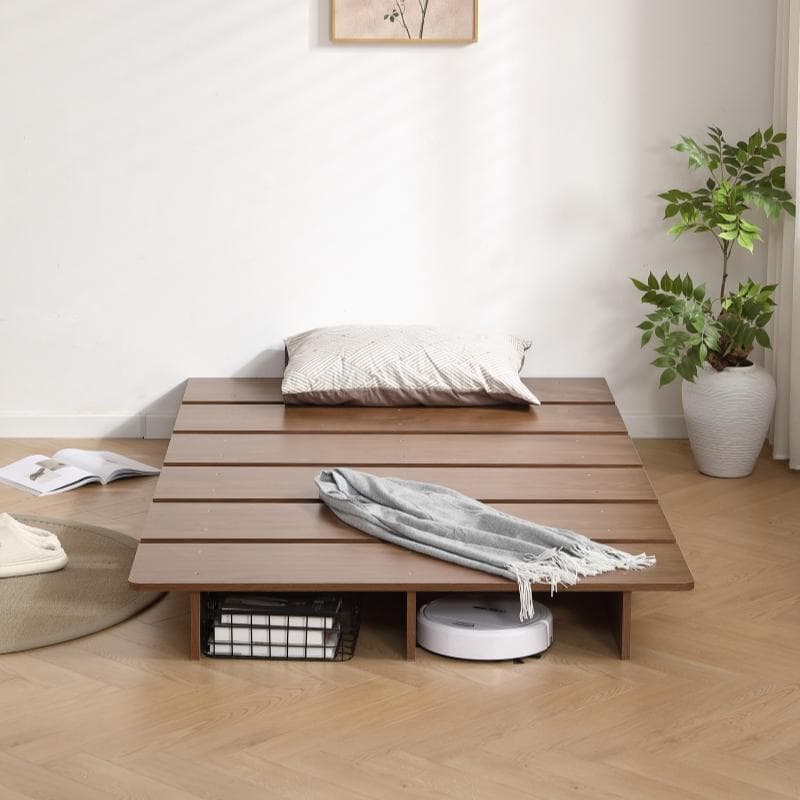 超人気！【幅160cm】木目調 D ベッド ステージベッド 脚付きBrown