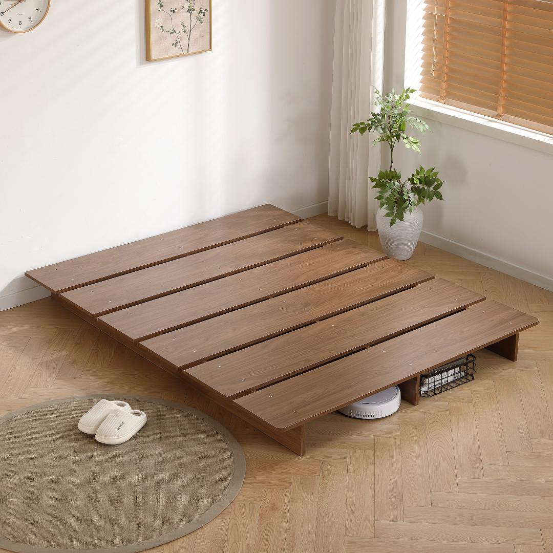 超人気！【幅160cm】木目調 D ベッド ステージベッド 脚付きBrown