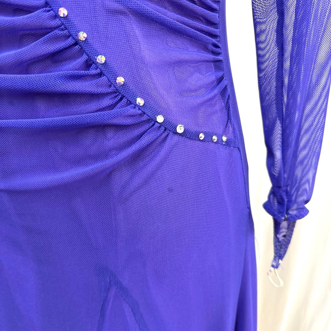 6239★M 紫 スワロフスキー スタンダードドレス 社交ダンス