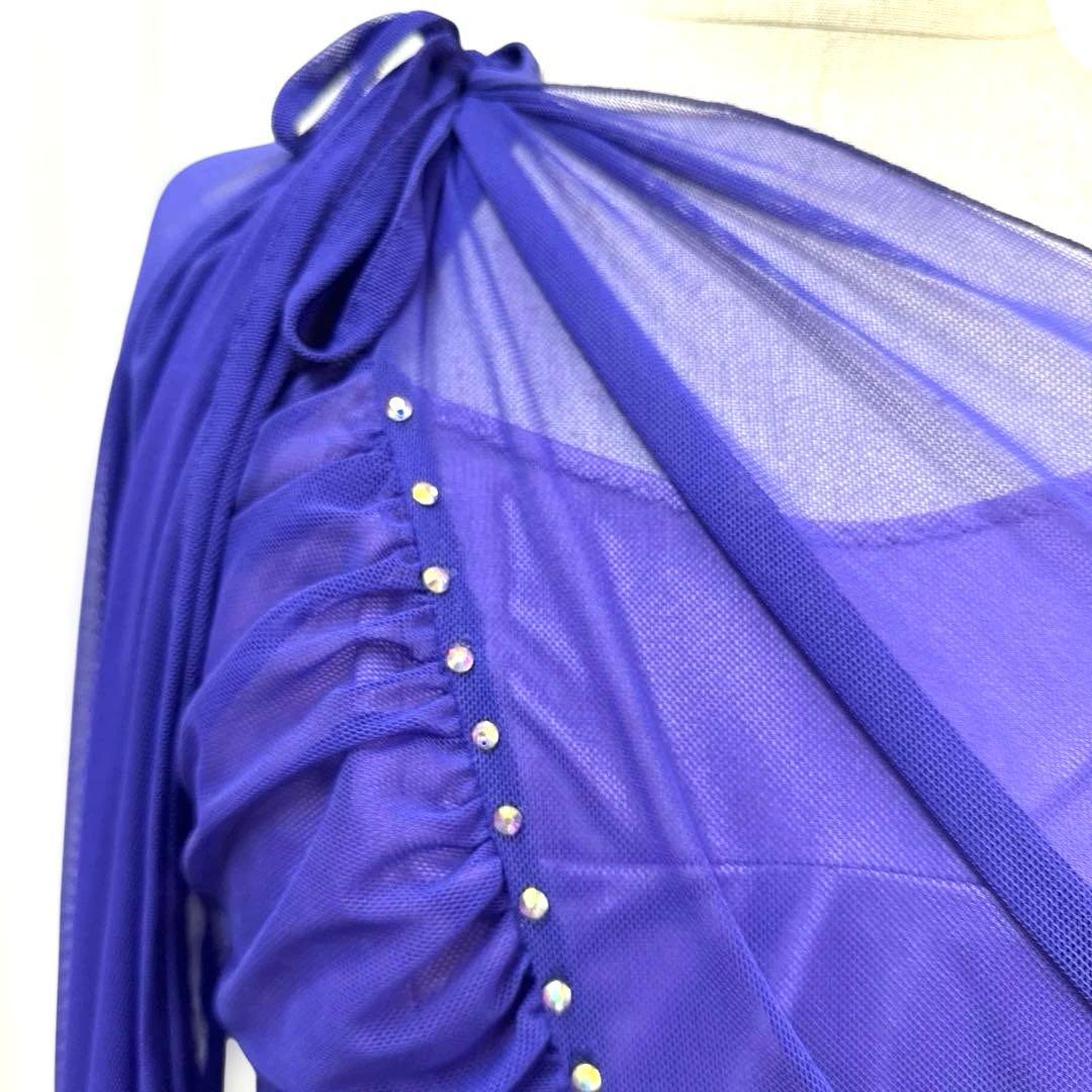 6239★M 紫 スワロフスキー スタンダードドレス 社交ダンス