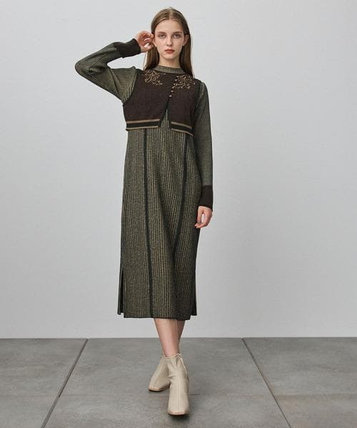 PUBLIC TOKYO エンブロイダリーニットワンピース