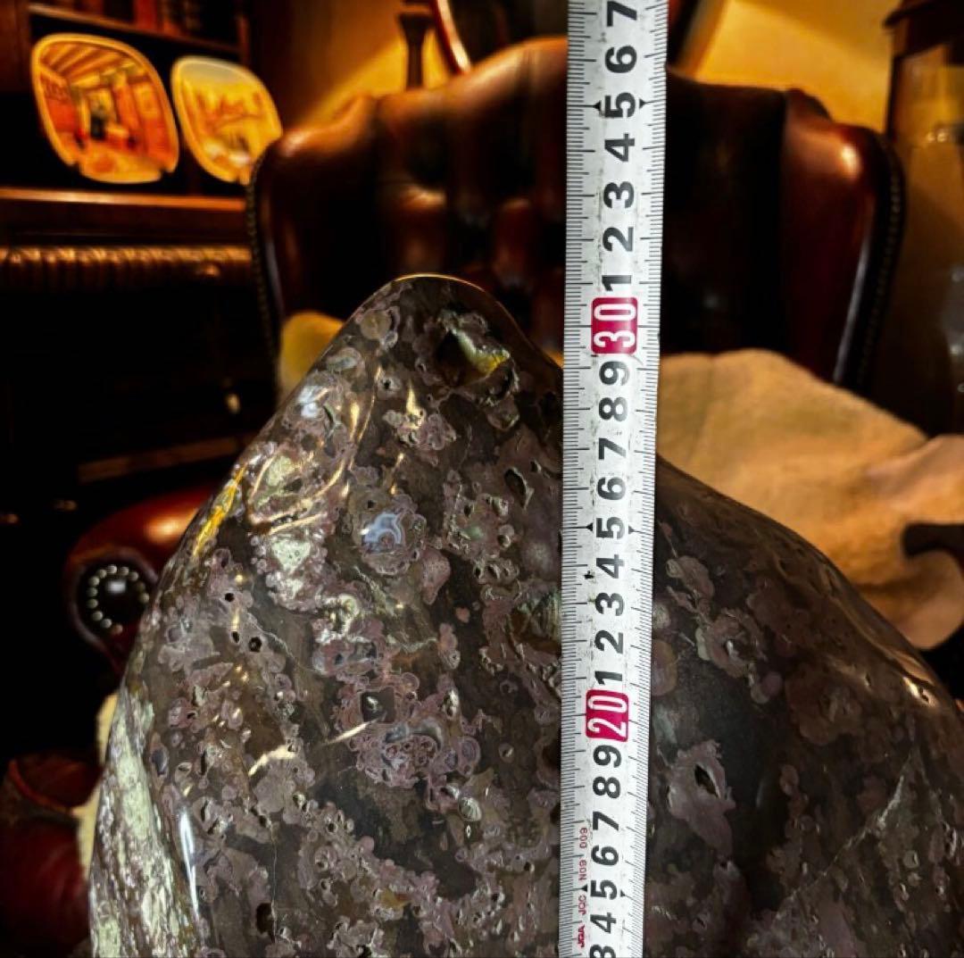 湯布院アンティーク 希少 梅花石　牡丹石　遠山型鑑賞石 水石 自然石 木製台座付