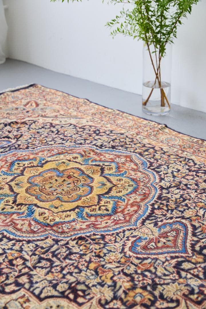 ヴィンテージラグ　ペルシャ絨毯　メダリオン（184×122cm）赤　青　ベージュ