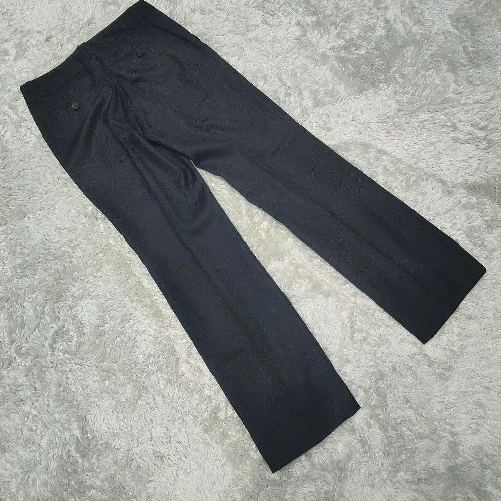 最高級 ロロピアーナ イタリア製生地 シルク混 パンツスーツ 濃紺