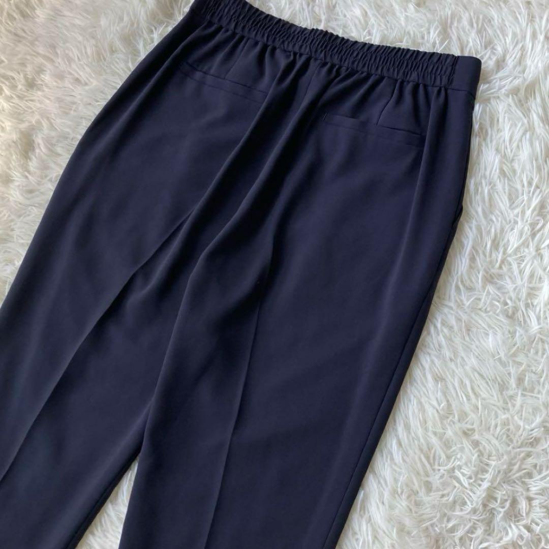 【美品】 グリーンレーベルリラクシング ノーカラー パンツスーツ ネイビー 42