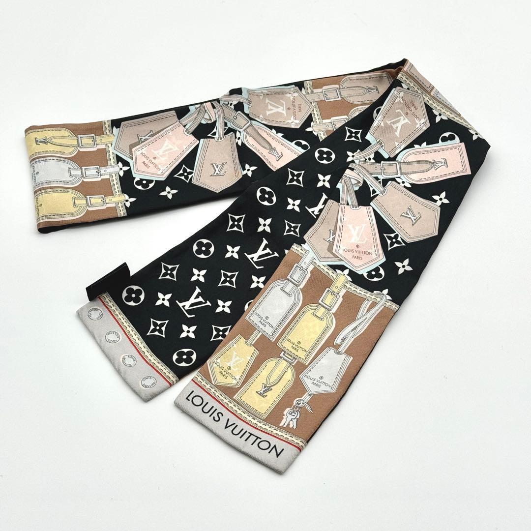 ルイヴィトン バンドー スカーフ シルク モノグラム ネームタグ ブラック