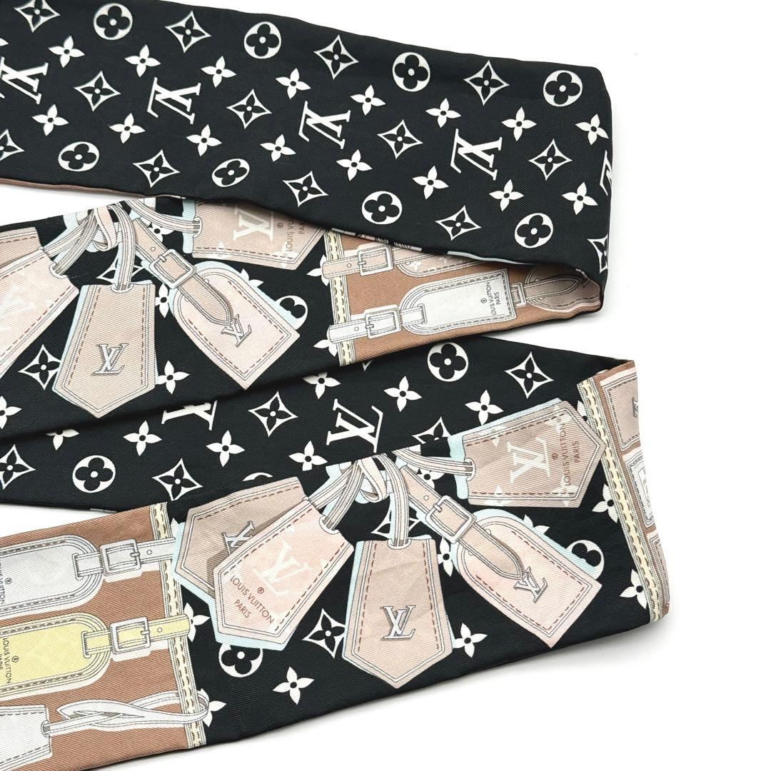 ルイヴィトン バンドー スカーフ シルク モノグラム ネームタグ ブラック