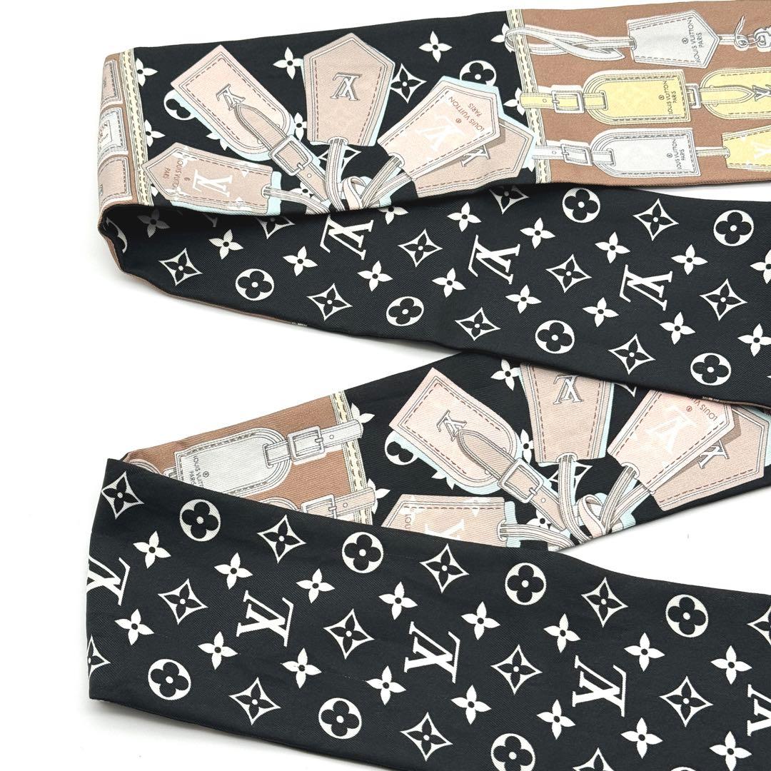 ルイヴィトン バンドー スカーフ シルク モノグラム ネームタグ ブラック