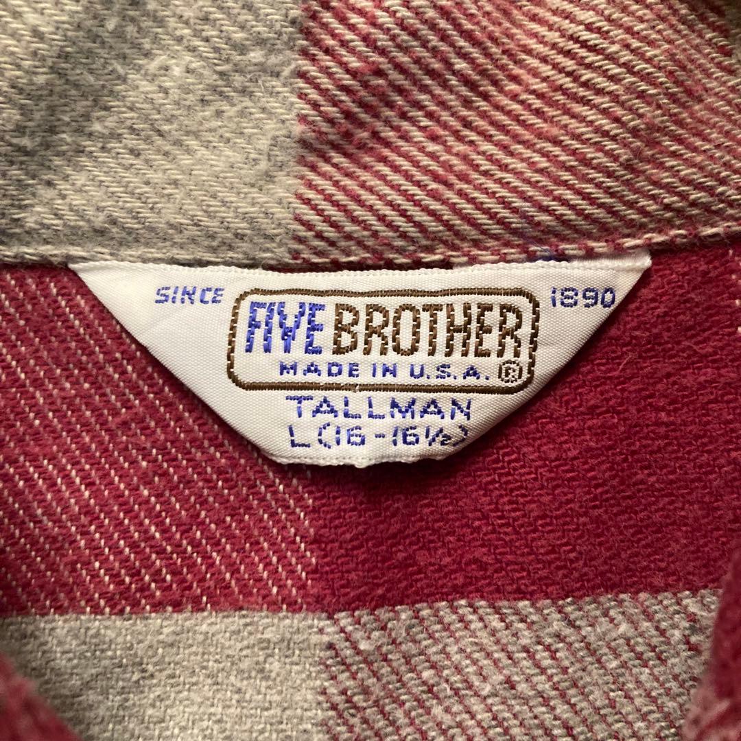70s 80s FIVE BROTHER USA製 フランネルシャツ L