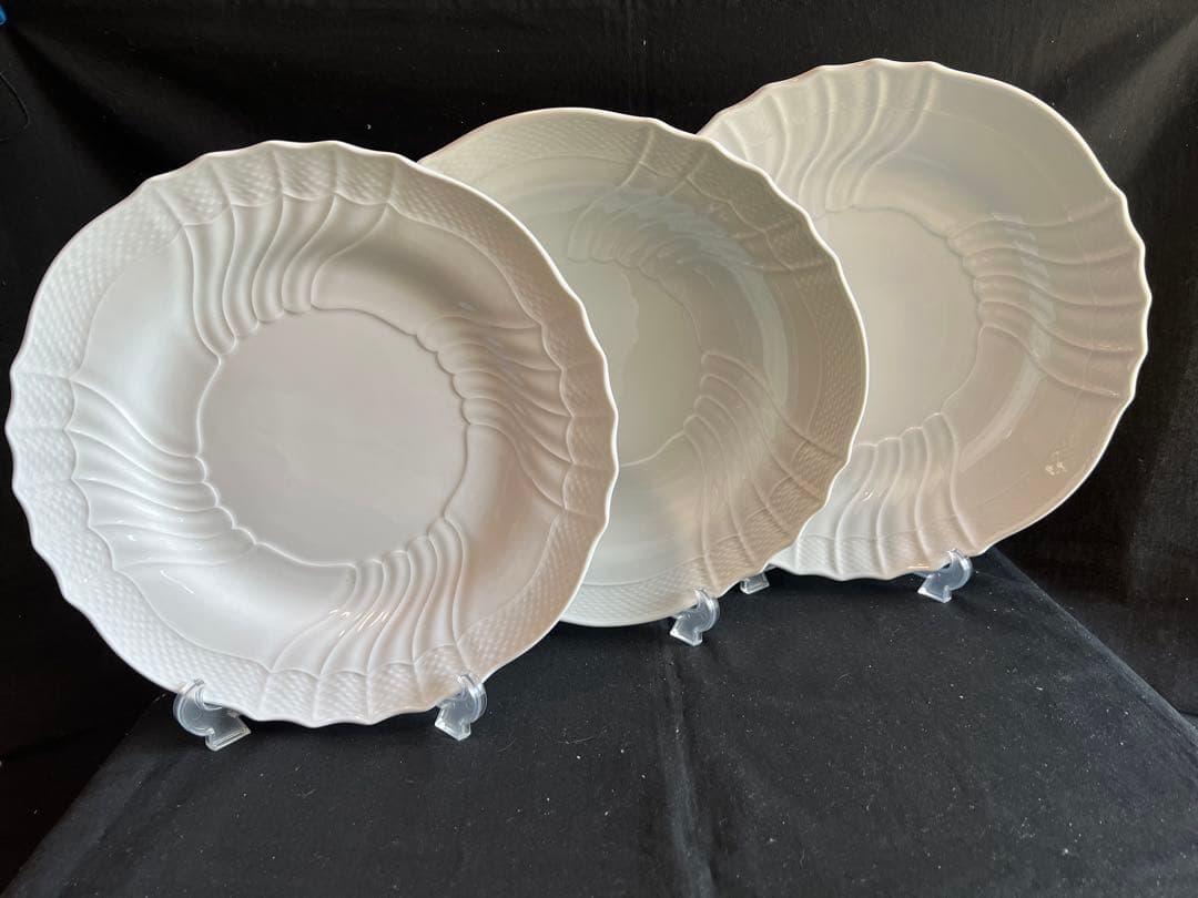 リチャードジノリ　ベッキオホワイト　ラウンドプラター　３種３枚