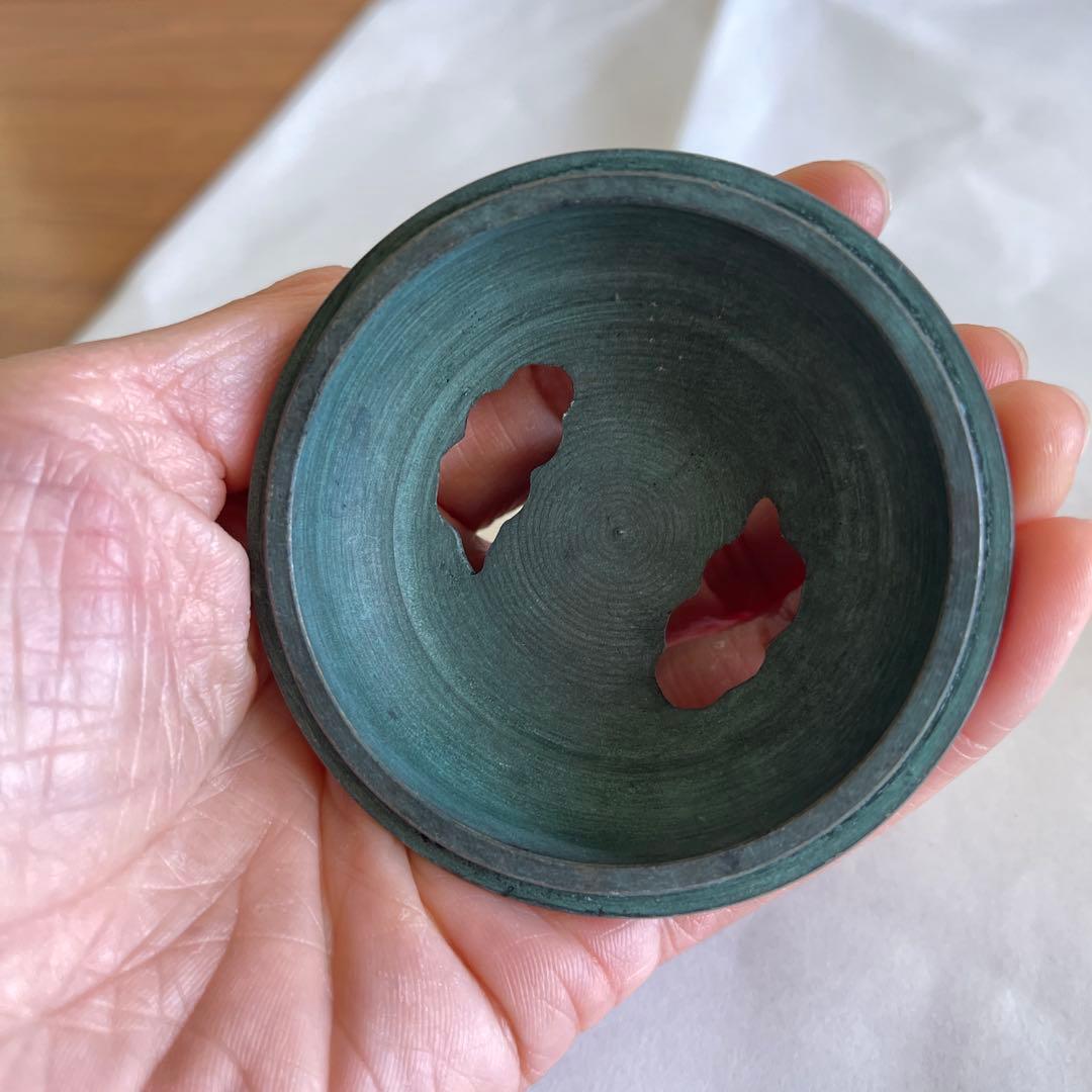 中古 銅製品　六面彫刻獅子の蓋の香炉