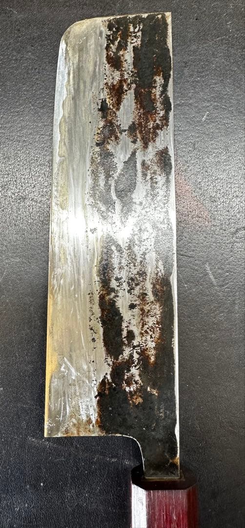 越前数馬 菜切　青一鋼 165mm 八角柄 黒打