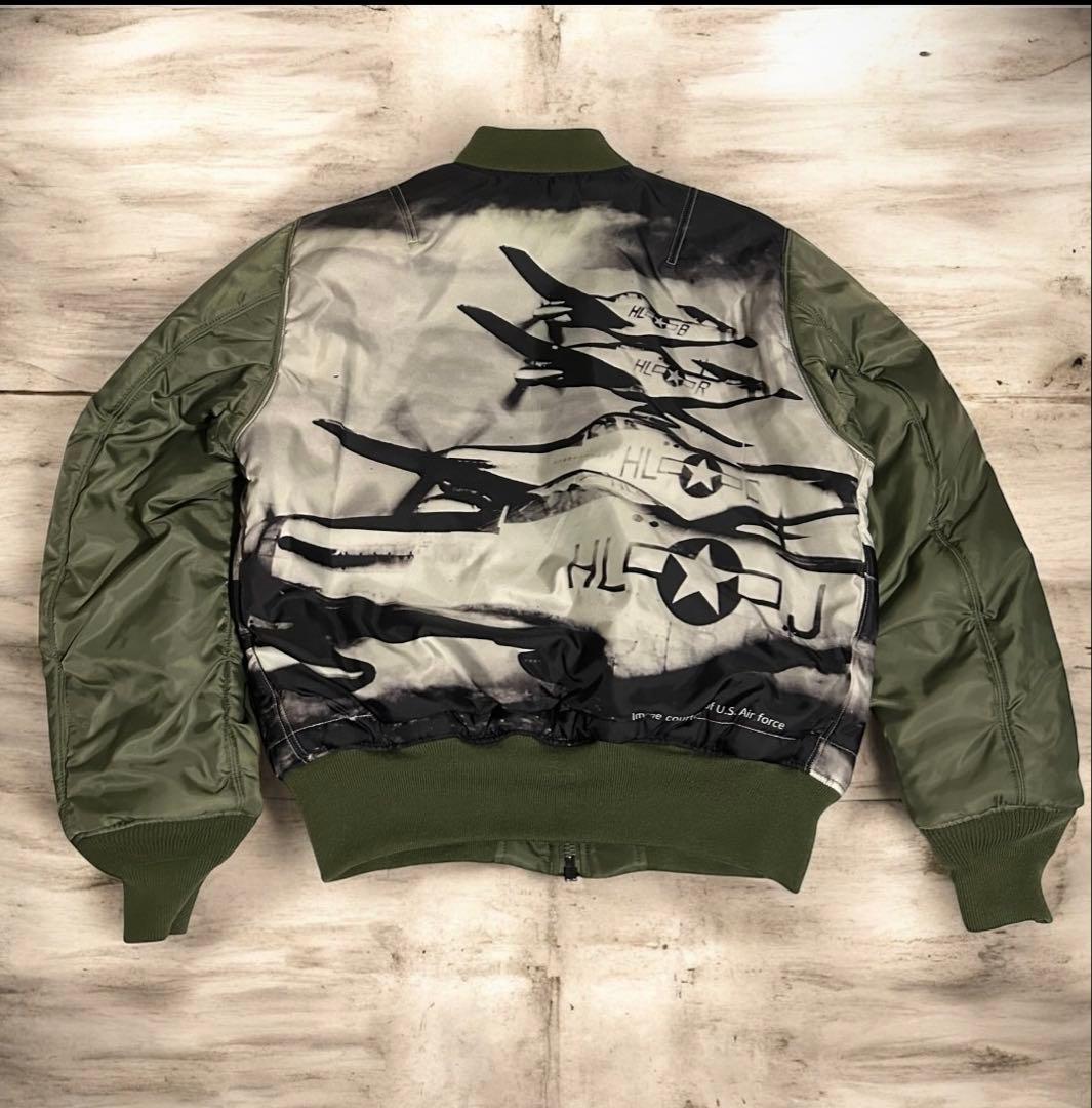 【希少】リバーシブル ALPHA MA-1 戦闘機柄 セージグリーン カーキ　M