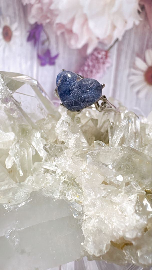 天然石 デュモルチェライトインクォーツ 指輪 silver925 フリーサイズ