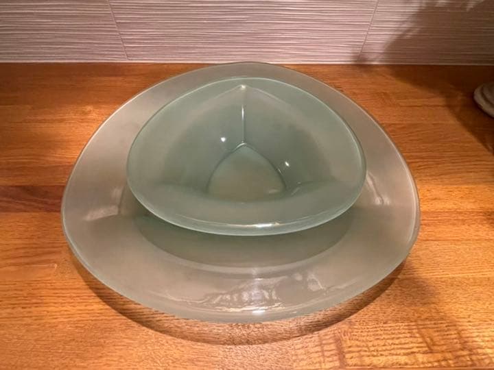 展示品 ガラスの器 フロスト 磨りガラス 大皿 インテリア プレート 展示品