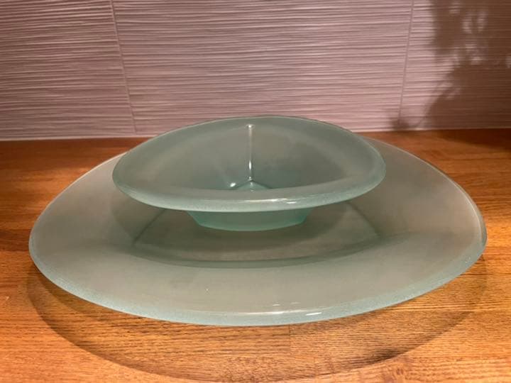 展示品 ガラスの器 フロスト 磨りガラス 大皿 インテリア プレート 展示品