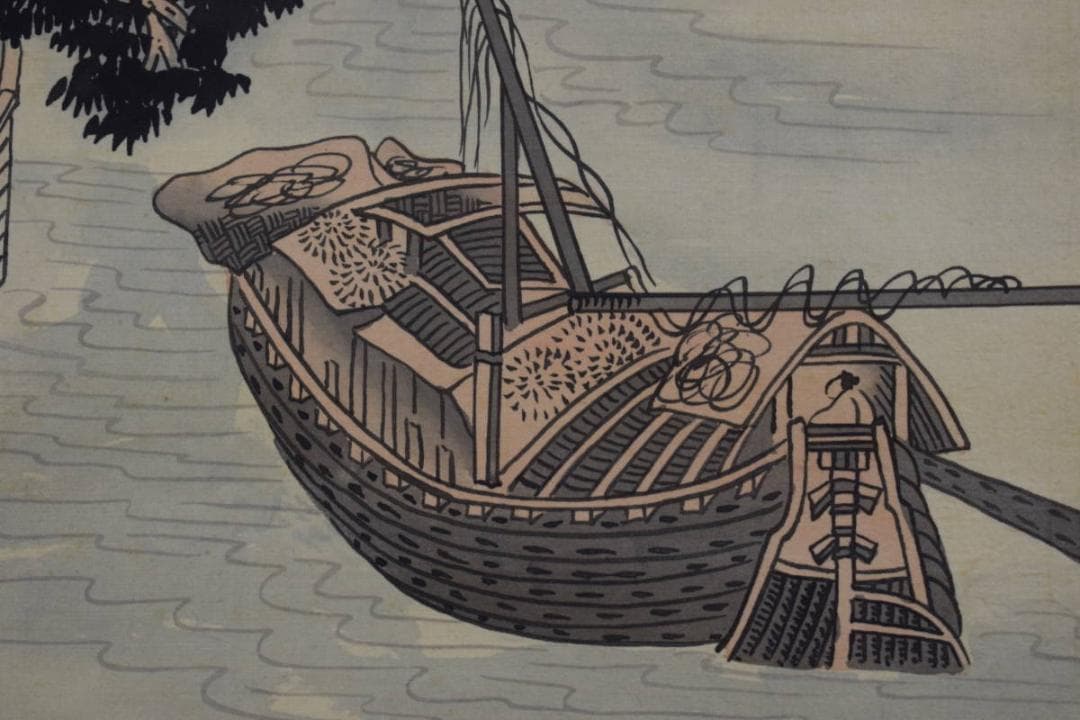 【複製】作者不詳/寒山寺風景画賛/工芸品/掛軸☆宝船☆Y-229　JM