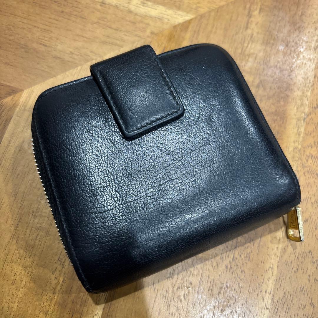 YSL ブラックレザー 二つ折り財布 サンローラン カサンドラ