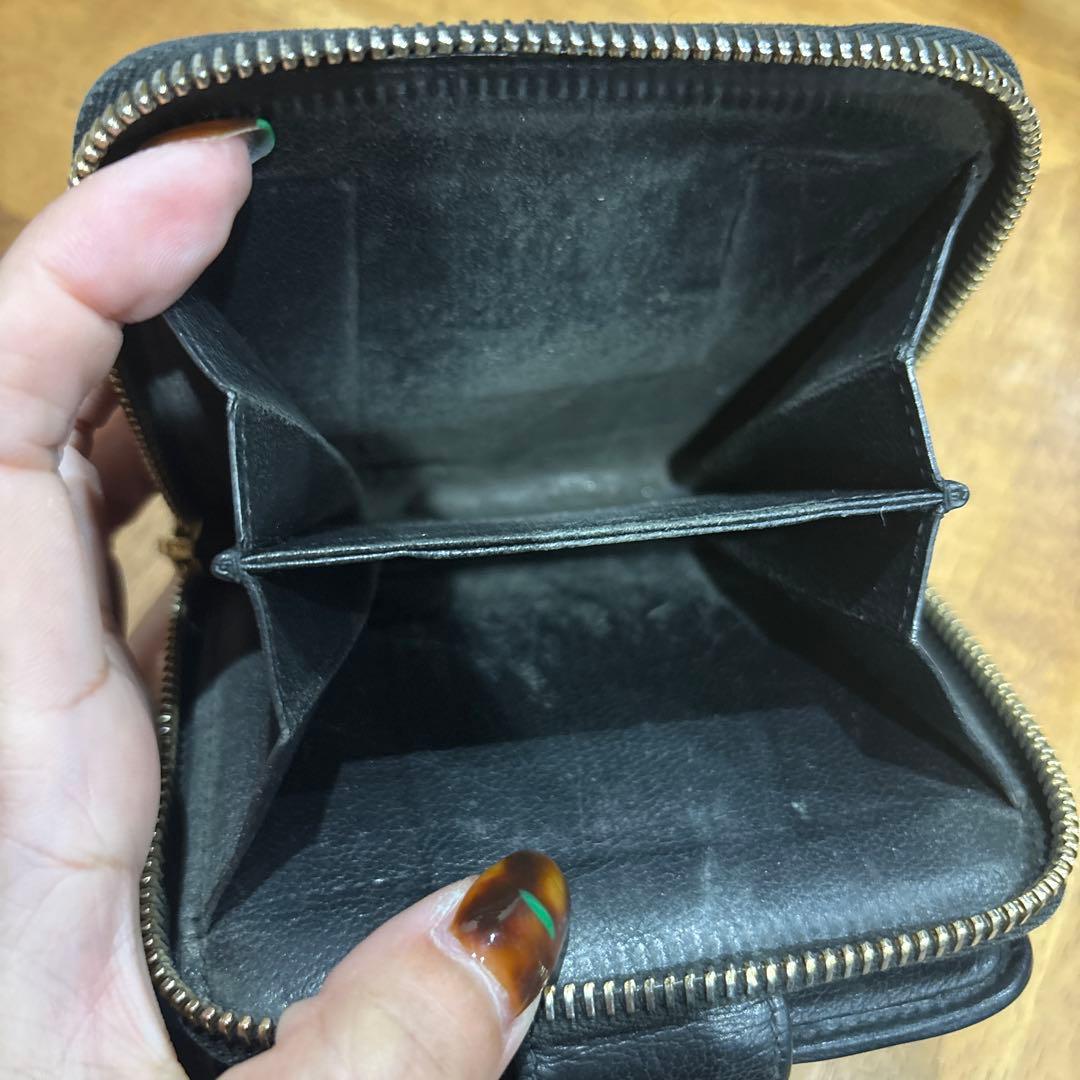 YSL ブラックレザー 二つ折り財布 サンローラン カサンドラ