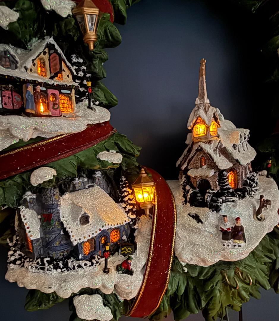 トーマスキンケード リース クリスマス ビレッジ 直径約42cm