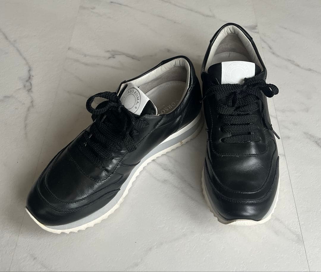 CORSA ROMA 9 ブラックレザースニーカー　36