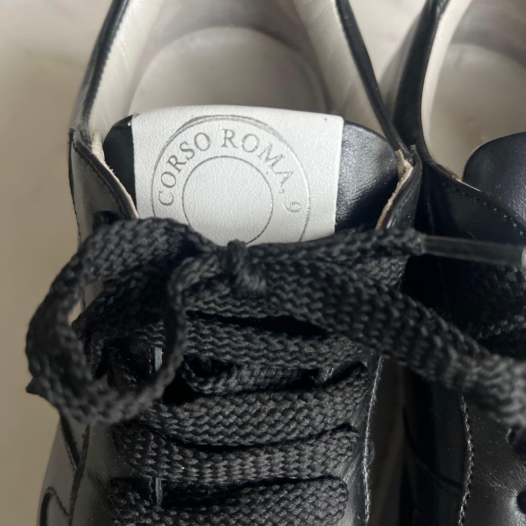 CORSA ROMA 9 ブラックレザースニーカー　36